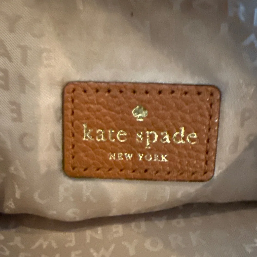 Kate Spade Brown Pebbled Leather Crossbody Bag Adjustable Strap Minimalist Purse
